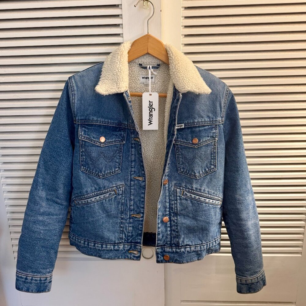 Wrangler Retro Western Denim Jacket Sherpa Lined Women's S Workwear NWT